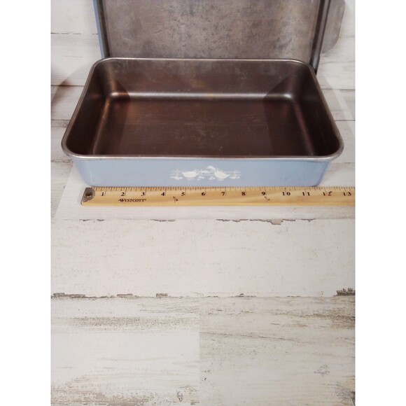 Vintage Blue Duck Mirro Aluminum Cake Pan Card Scratched Finish Missing - Picture 14 of 16